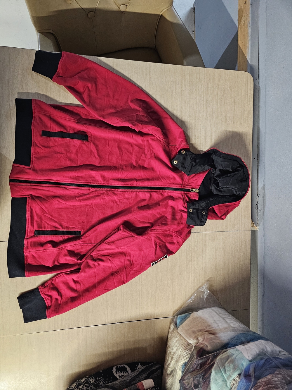 Ralph Lauren Red Pullover with Black and White Patch